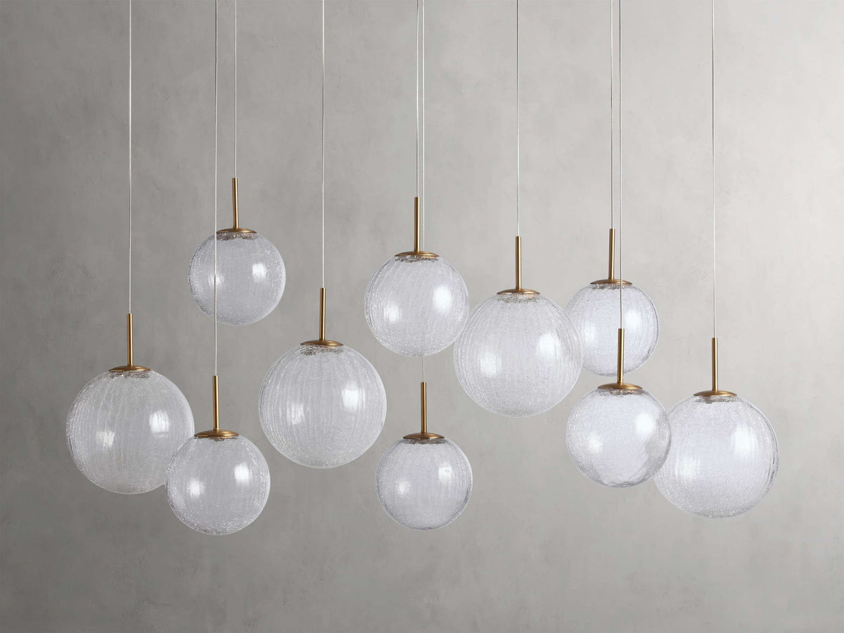 Modern Hanging Linear Chandelier with Hand-Blown Glass Globes & LED Lights for Dining Room & Kitchen Island | Thomler