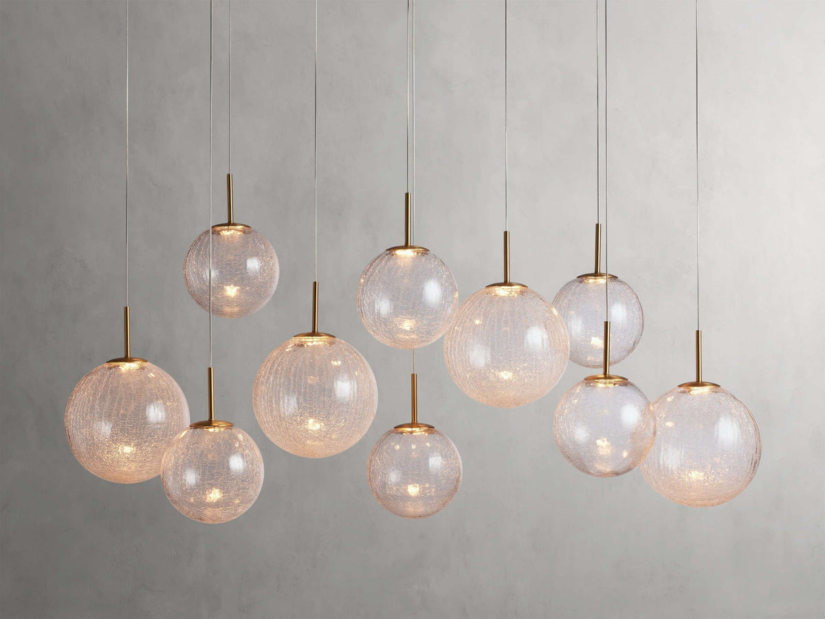 Modern Hanging Linear Chandelier with Hand-Blown Glass Globes & LED Lights for Dining Room & Kitchen Island | Thomler