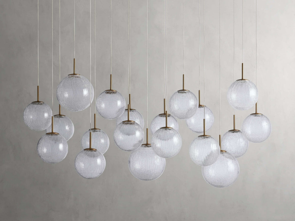Modern Hanging Linear Chandelier with Hand-Blown Glass Globes & LED Lights for Dining Room & Kitchen Island | Thomler