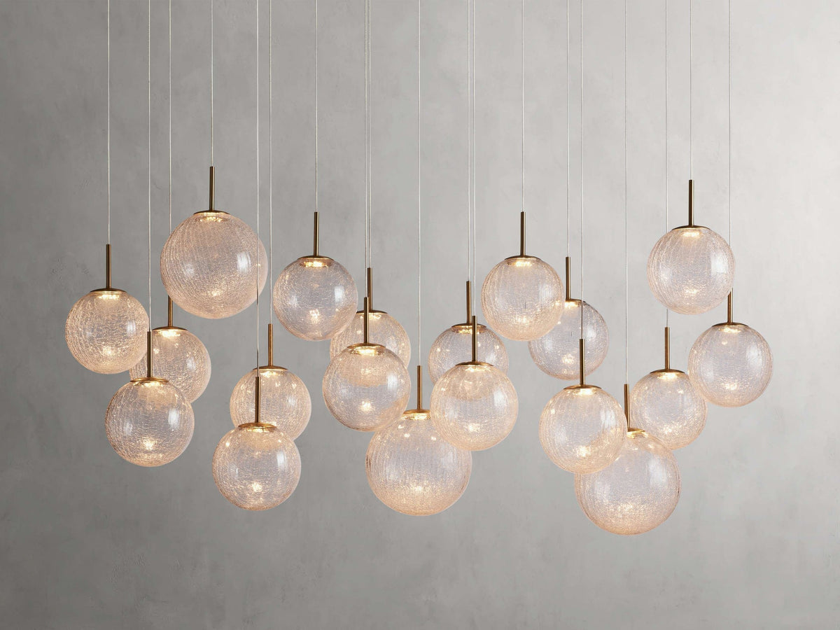 Modern Hanging Linear Chandelier with Hand-Blown Glass Globes & LED Lights for Dining Room & Kitchen Island | Thomler