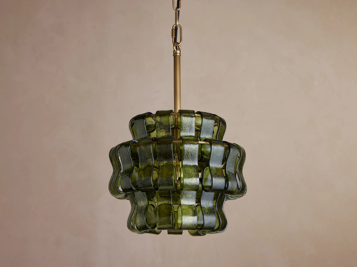 Curved Textured Glass Pendant Light with Metal Canopy for Dining Room Kitchen Island | Thomler