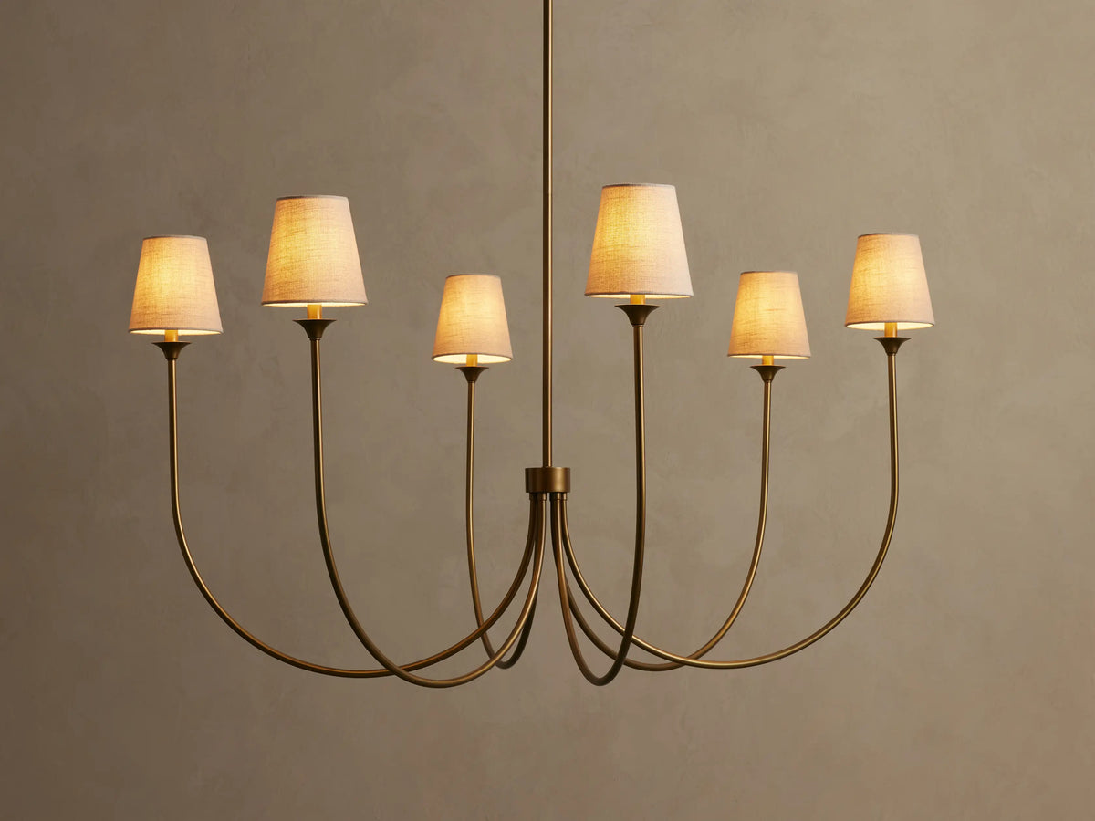 Round Multi-Arm Chandelier with Fabric Shades – Metal Frame – Adjustable Height – 3 Sizes – Dimmable – for Dining Room, Living Room, Foyer | Thomler