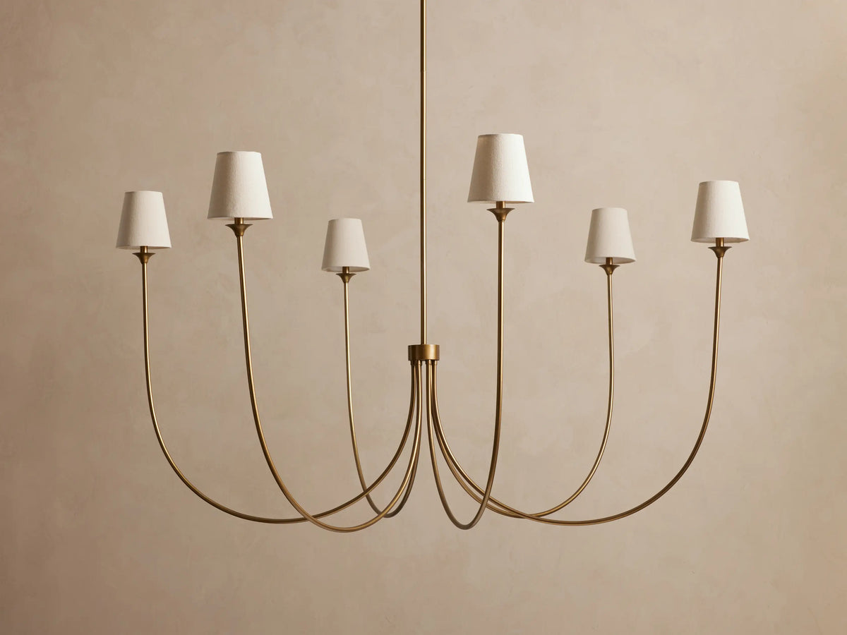 Round Multi-Arm Chandelier with Fabric Shades – Metal Frame – Adjustable Height – 3 Sizes – Dimmable – for Dining Room, Living Room, Foyer | Thomler