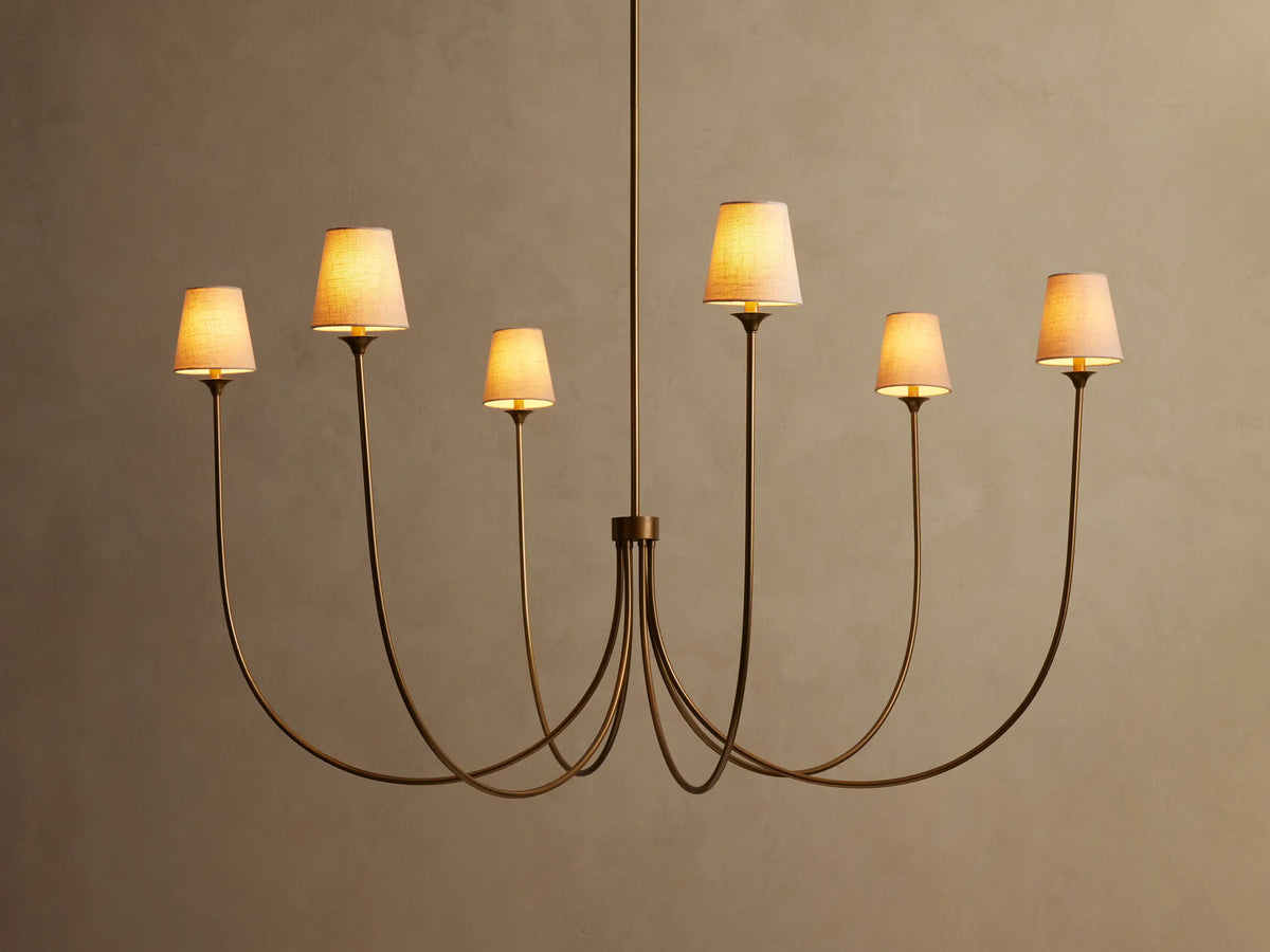 Round Multi-Arm Chandelier with Fabric Shades – Metal Frame – Adjustable Height – 3 Sizes – Dimmable – for Dining Room, Living Room, Foyer | Thomler