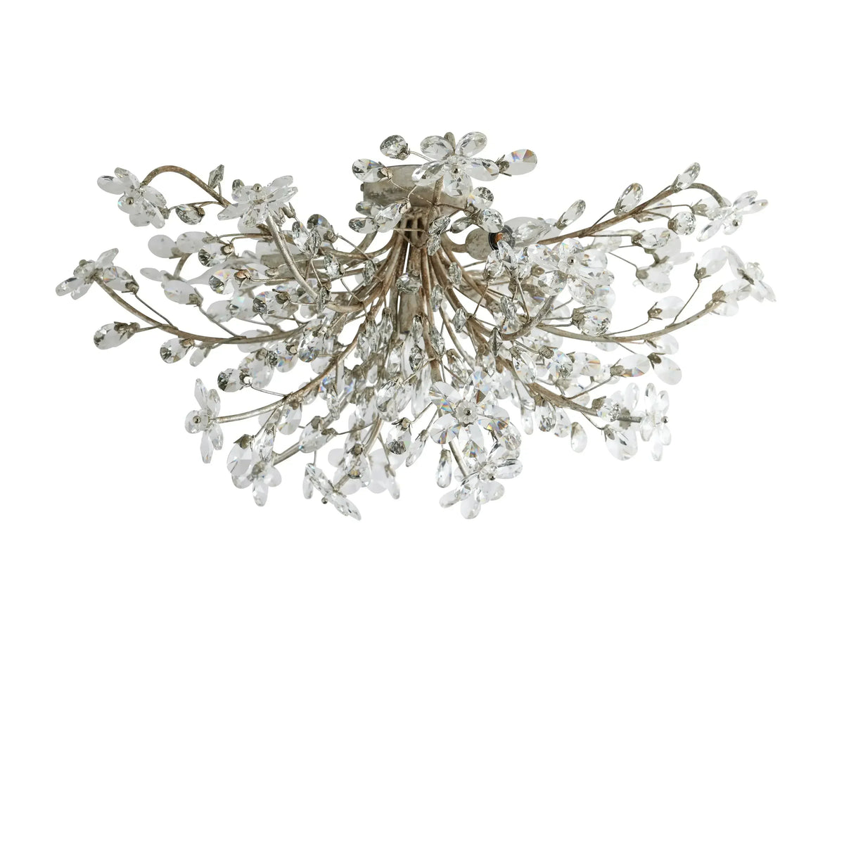 Crystal Flower Ceiling Light Fixture 27.5 inch Flush Mount Iron Frame Handcrafted Floral Design Ambient Lighting for Living Room Bedroom | Thomler