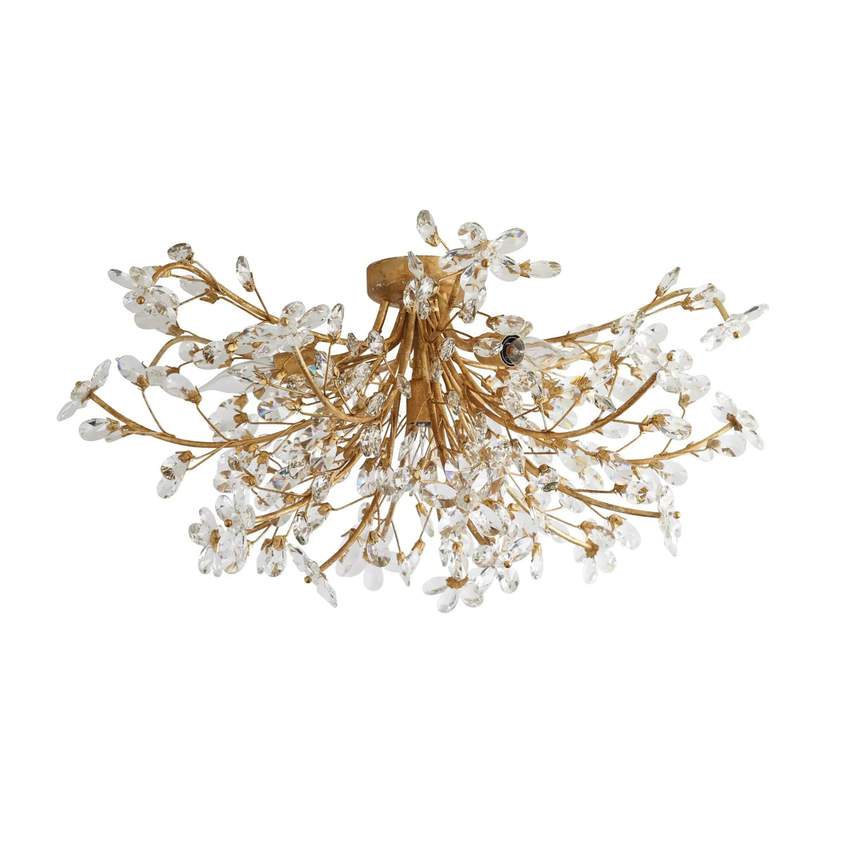 Crystal Flower Ceiling Light Fixture 27.5 inch Flush Mount Iron Frame Handcrafted Floral Design Ambient Lighting for Living Room Bedroom | Thomler