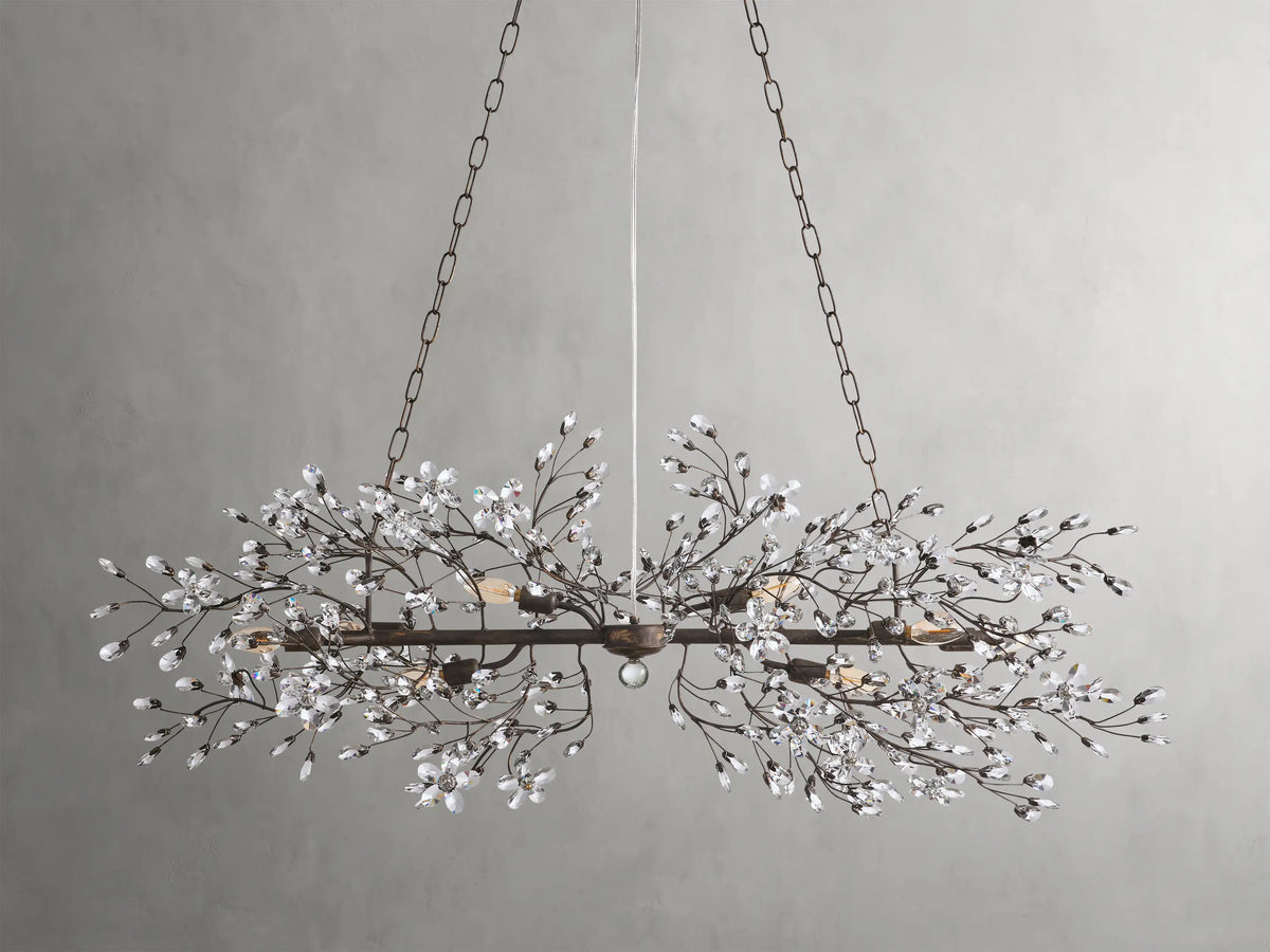 Crystal Branch Chandelier 8-10 Light Linear Fixture for Dining Room Gold Silver Bronze Finish | Thomler