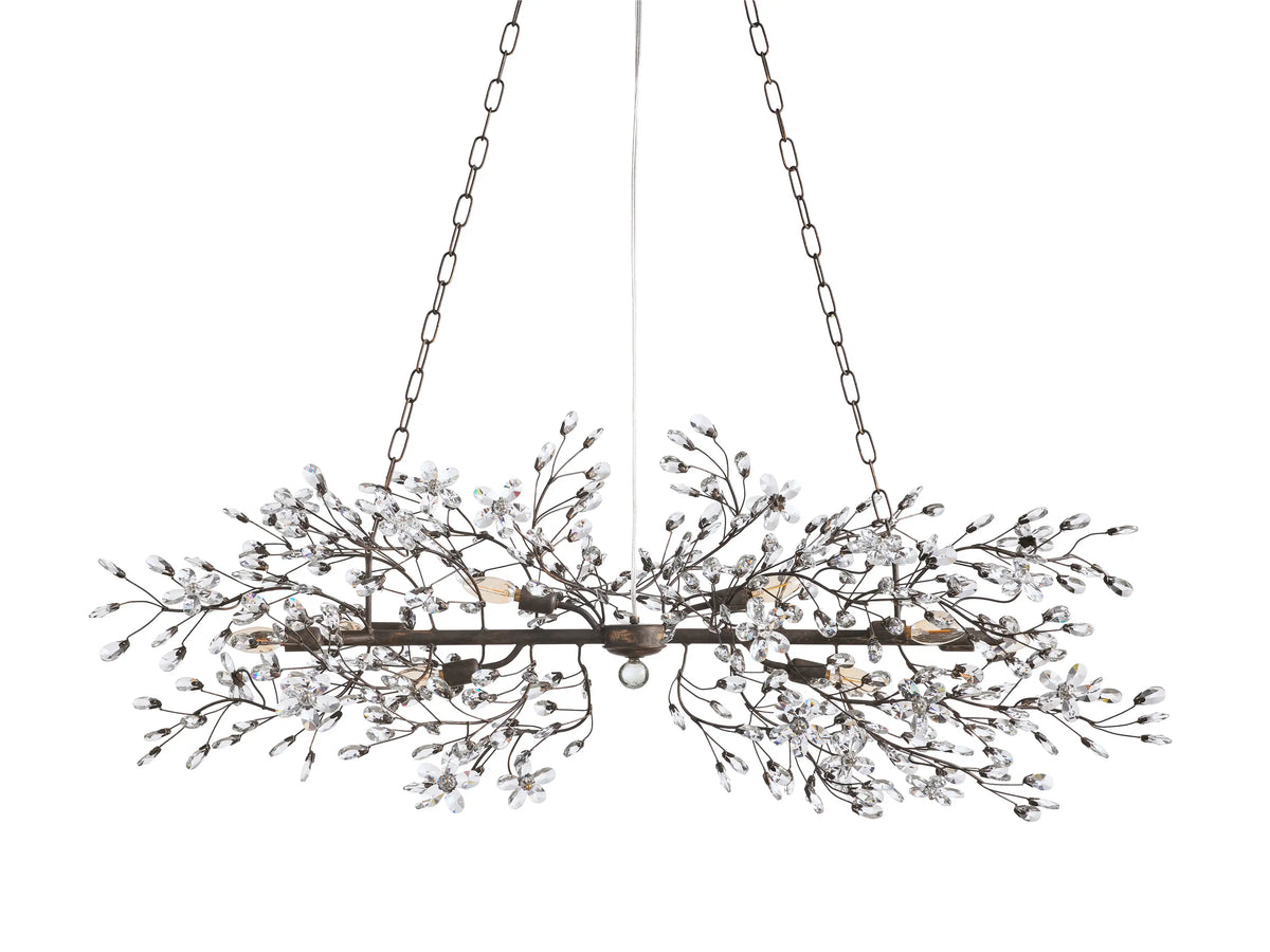 Crystal Branch Chandelier 8-10 Light Linear Fixture for Dining Room Gold Silver Bronze Finish | Thomler