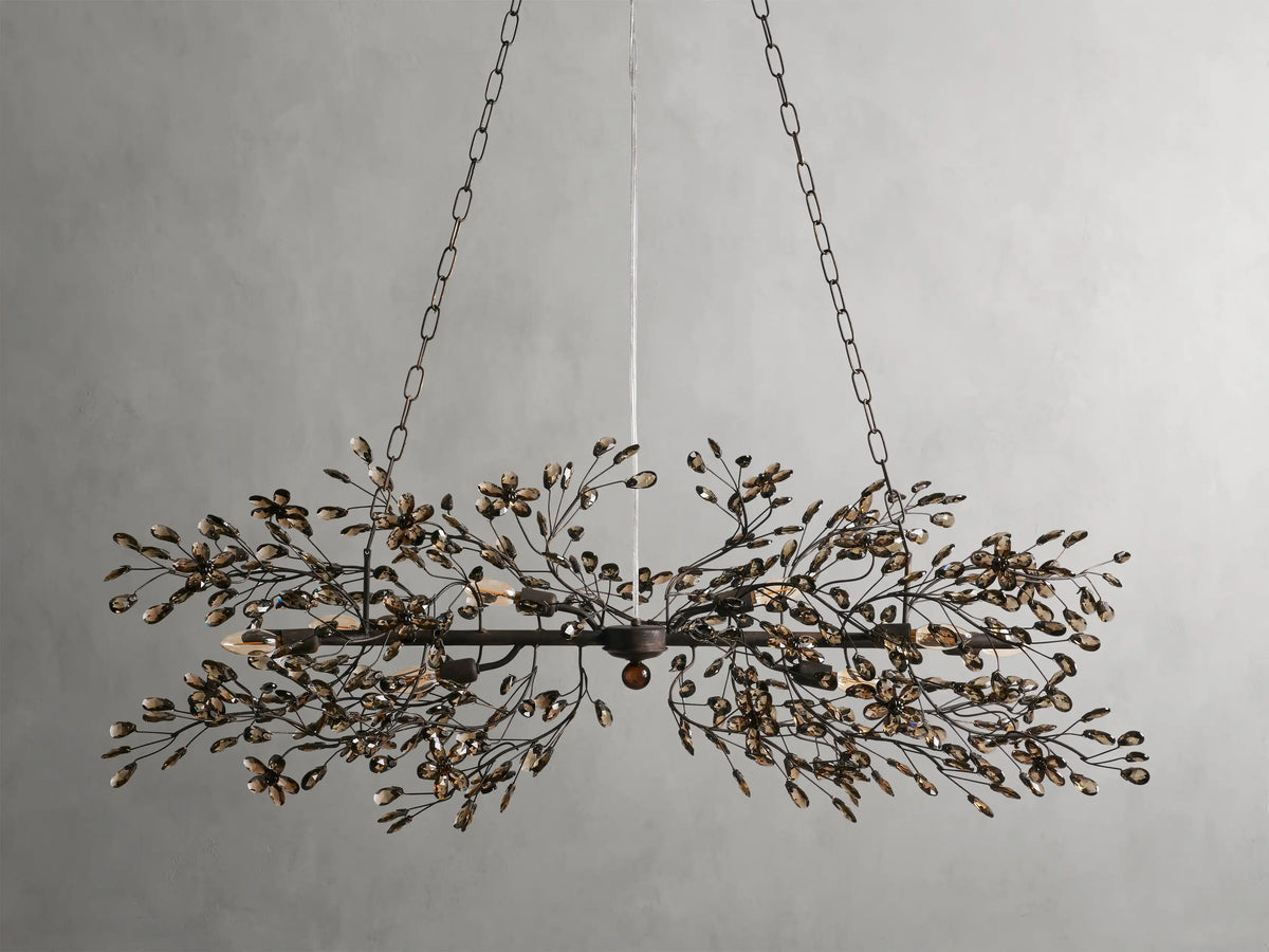 Crystal Branch Chandelier 8-10 Light Linear Fixture for Dining Room Gold Silver Bronze Finish | Thomler