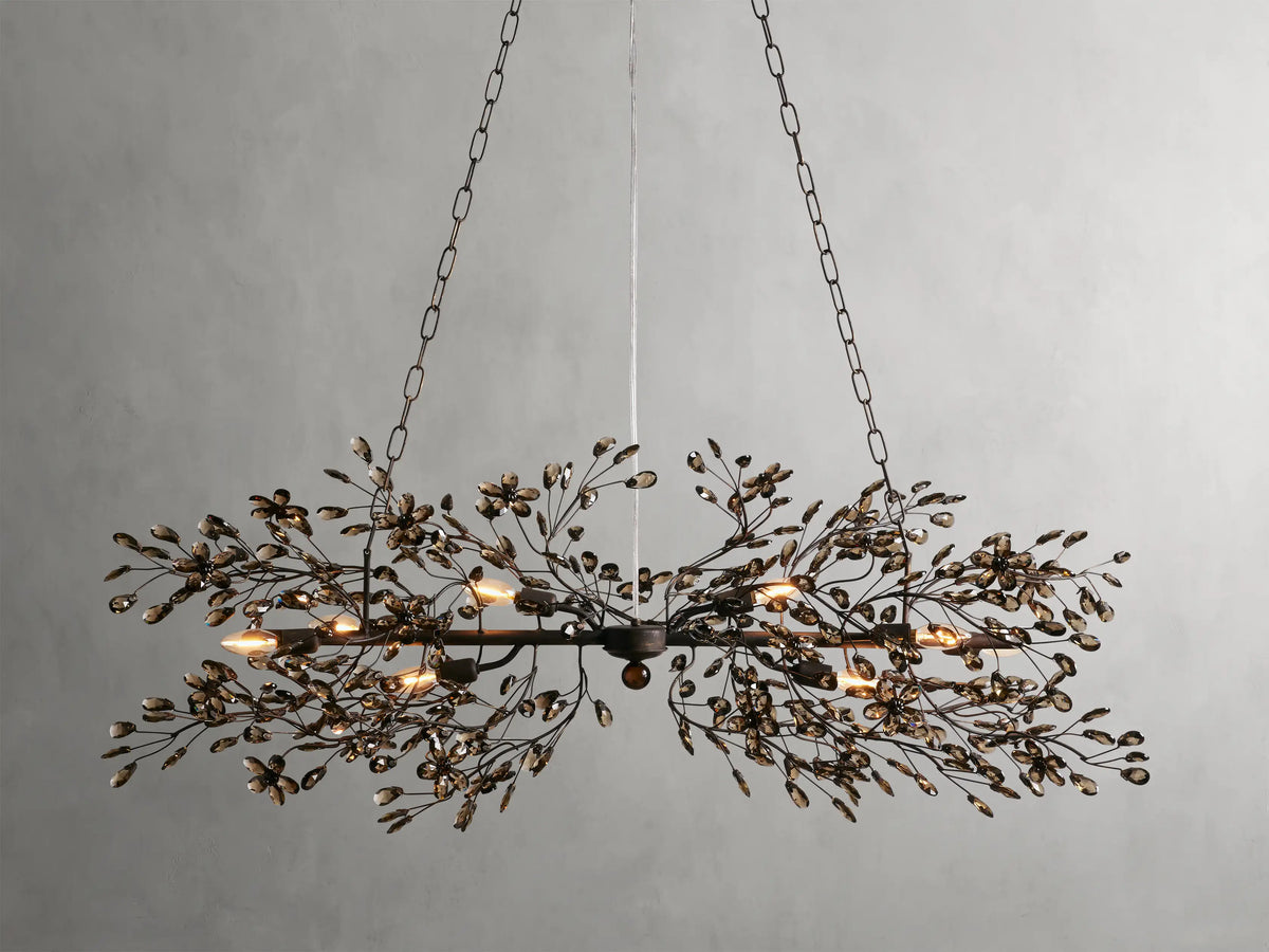Crystal Branch Chandelier 8-10 Light Linear Fixture for Dining Room Gold Silver Bronze Finish | Thomler