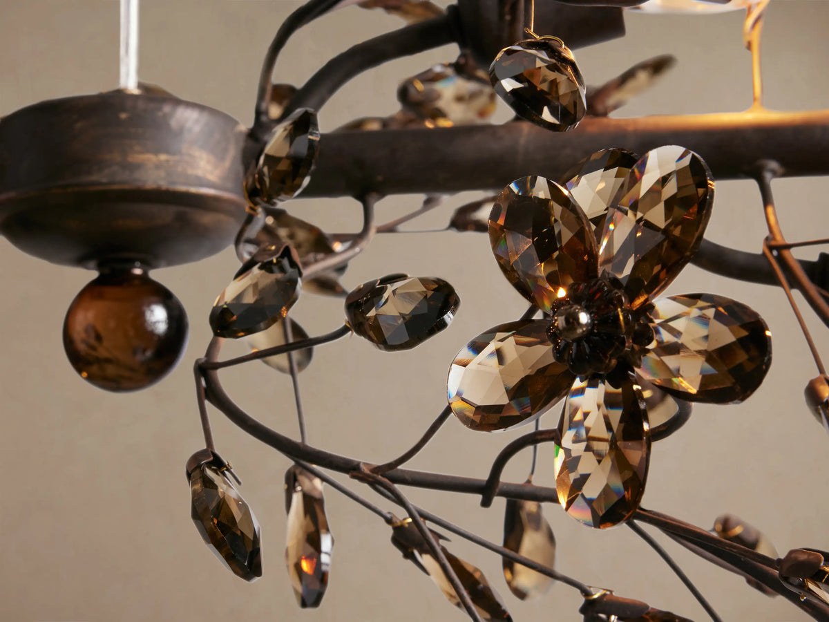 Crystal Branch Chandelier 8-10 Light Linear Fixture for Dining Room Gold Silver Bronze Finish | Thomler