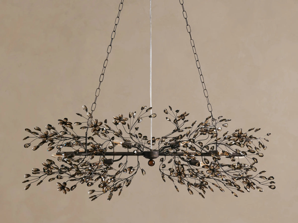 Crystal Branch Chandelier 8-10 Light Linear Fixture for Dining Room Gold Silver Bronze Finish | Thomler