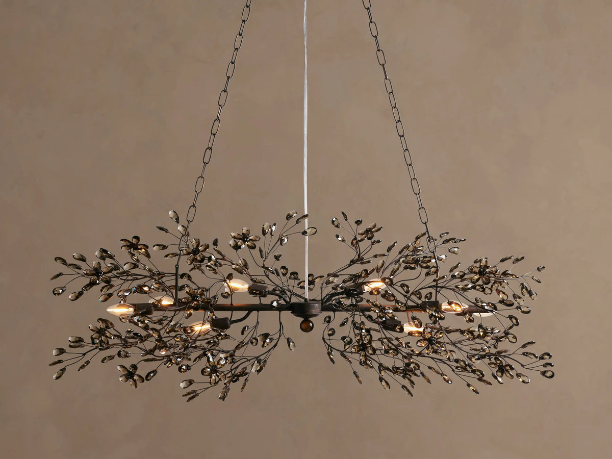 Crystal Branch Chandelier 8-10 Light Linear Fixture for Dining Room Gold Silver Bronze Finish | Thomler