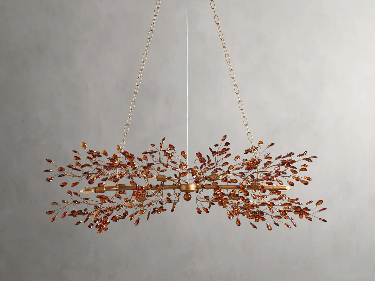 Crystal Branch Chandelier 8-10 Light Linear Fixture for Dining Room Gold Silver Bronze Finish | Thomler