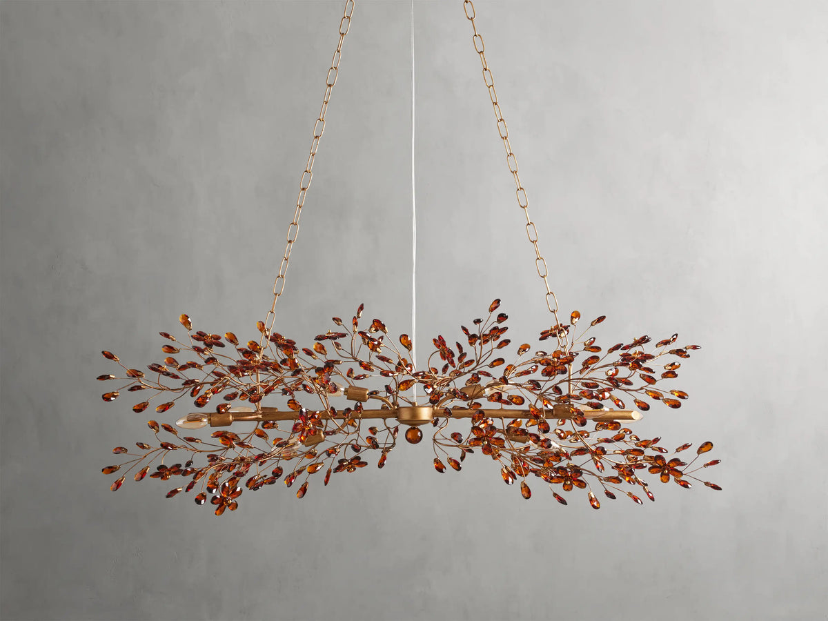 Crystal Branch Chandelier 8-10 Light Linear Fixture for Dining Room Gold Silver Bronze Finish | Thomler