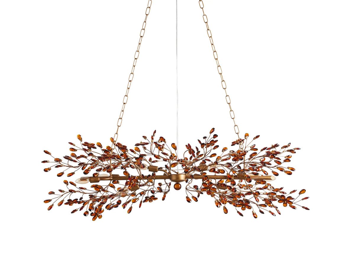 Crystal Branch Chandelier 8-10 Light Linear Fixture for Dining Room Gold Silver Bronze Finish | Thomler