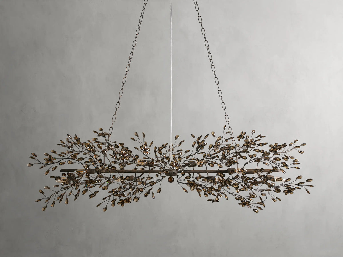 Crystal Branch Chandelier 8-10 Light Linear Fixture for Dining Room Gold Silver Bronze Finish | Thomler