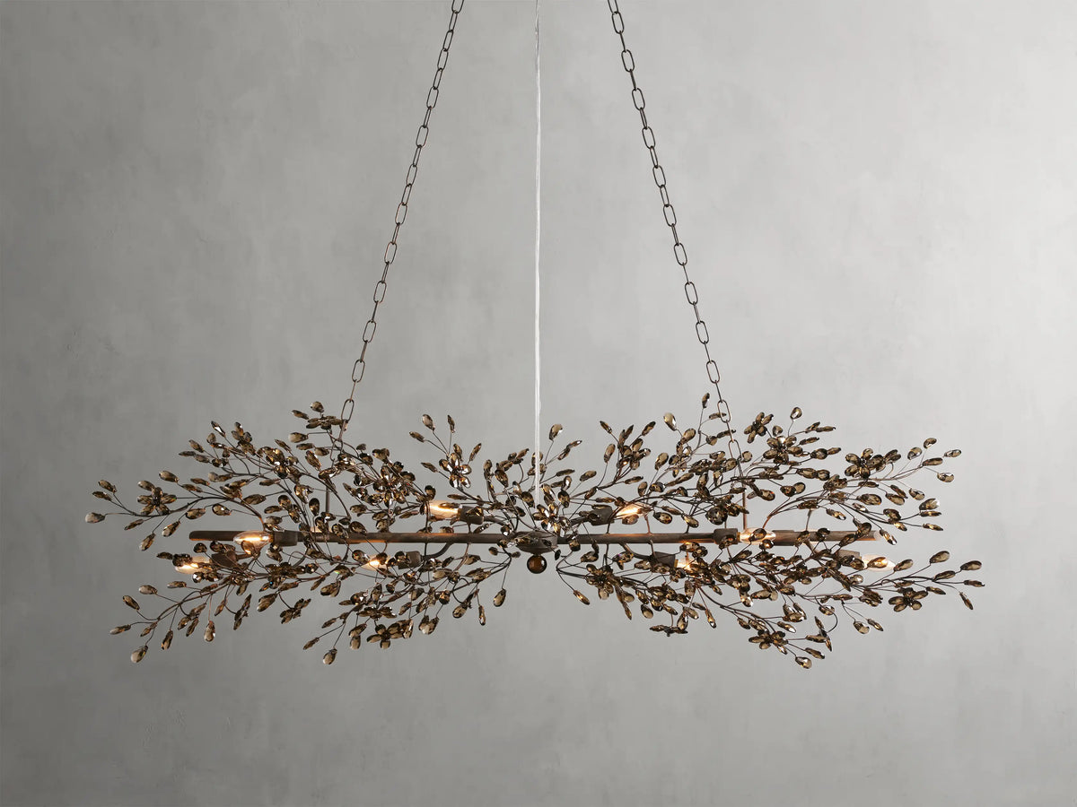 Crystal Branch Chandelier 8-10 Light Linear Fixture for Dining Room Gold Silver Bronze Finish | Thomler