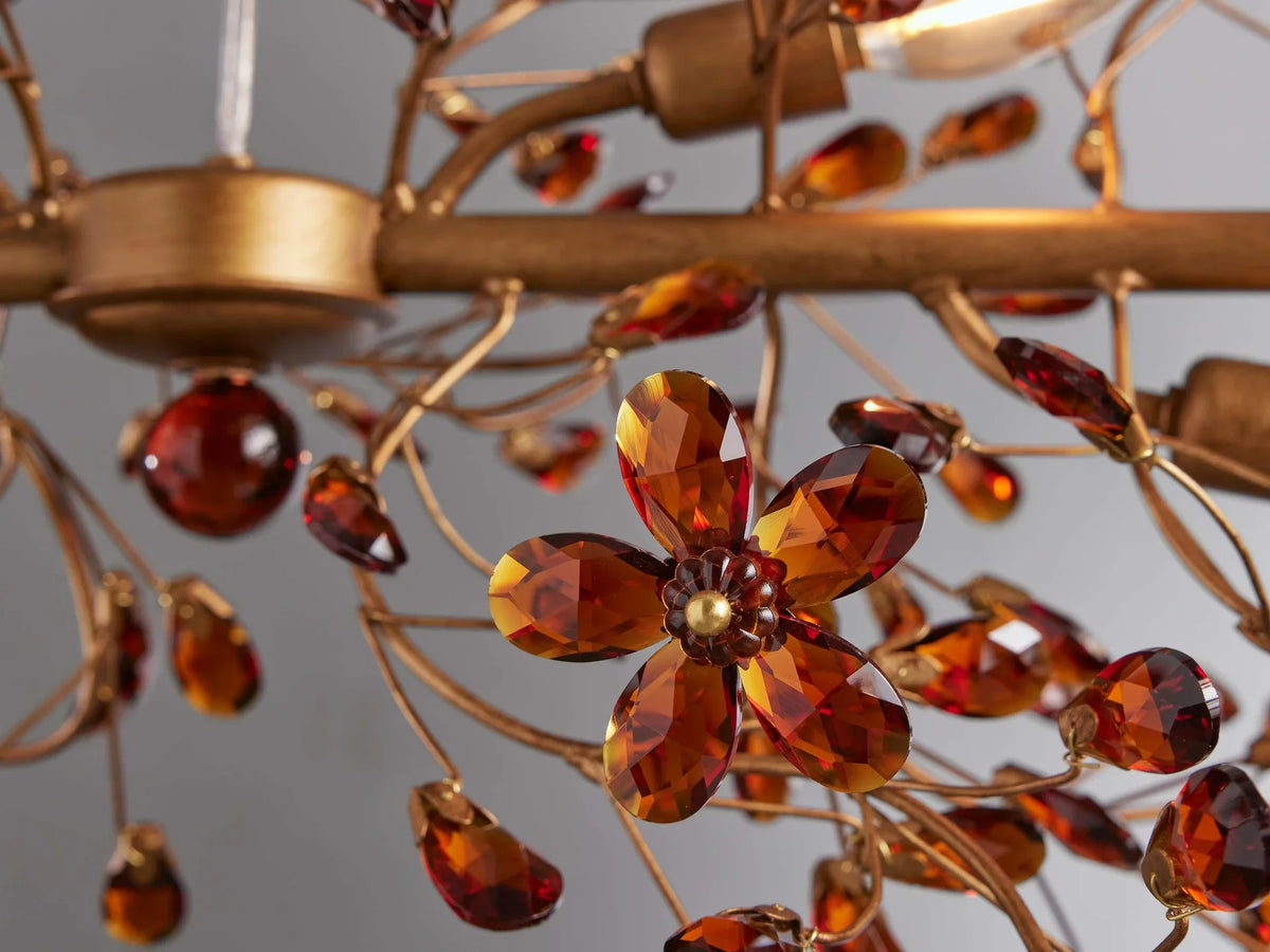 Crystal Branch Chandelier 8-10 Light Linear Fixture for Dining Room Gold Silver Bronze Finish | Thomler