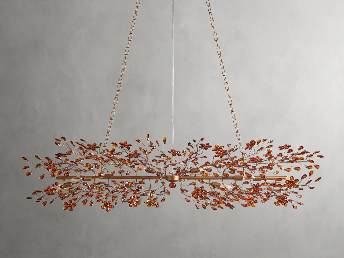 Crystal Branch Chandelier 8-10 Light Linear Fixture for Dining Room Gold Silver Bronze Finish | Thomler