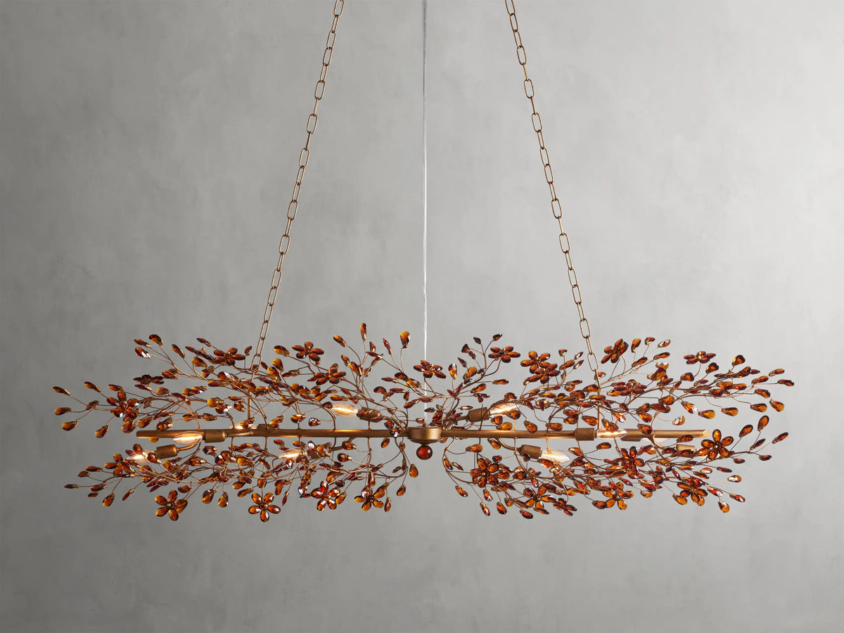 Crystal Branch Chandelier 8-10 Light Linear Fixture for Dining Room Gold Silver Bronze Finish | Thomler