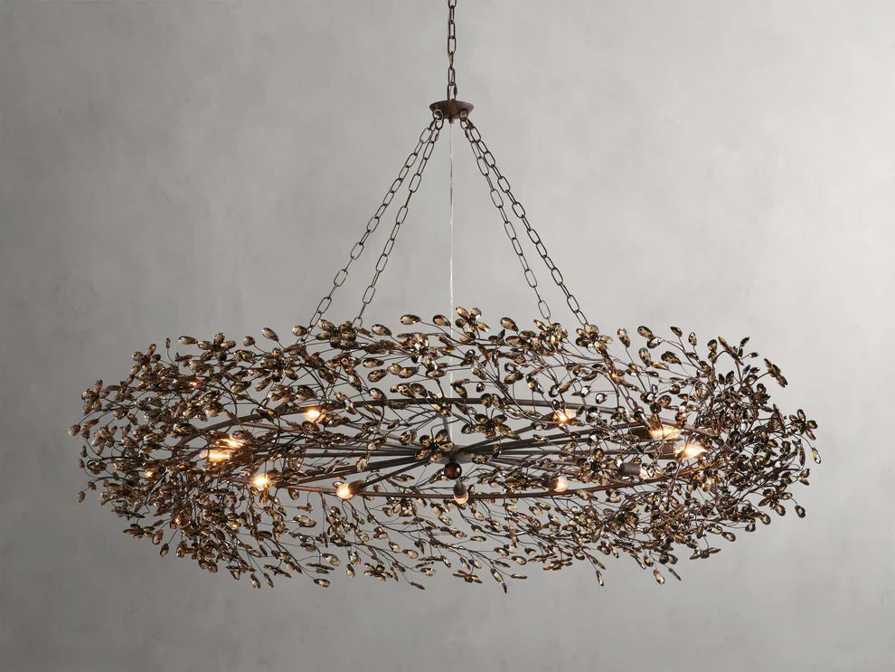 Round Multi-Light Statement Chandelier 39-60 in 6-12 Sockets Metal Crown for Dining Room Foyer Entryway Living Room | Thomler