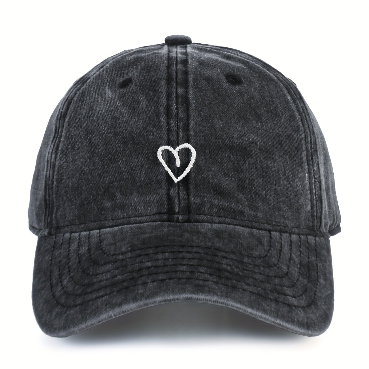 Embroidered Heart Baseball Cap for Women Adjustable Vintage Washed Cotton Dad Hat Summer | Thomler
