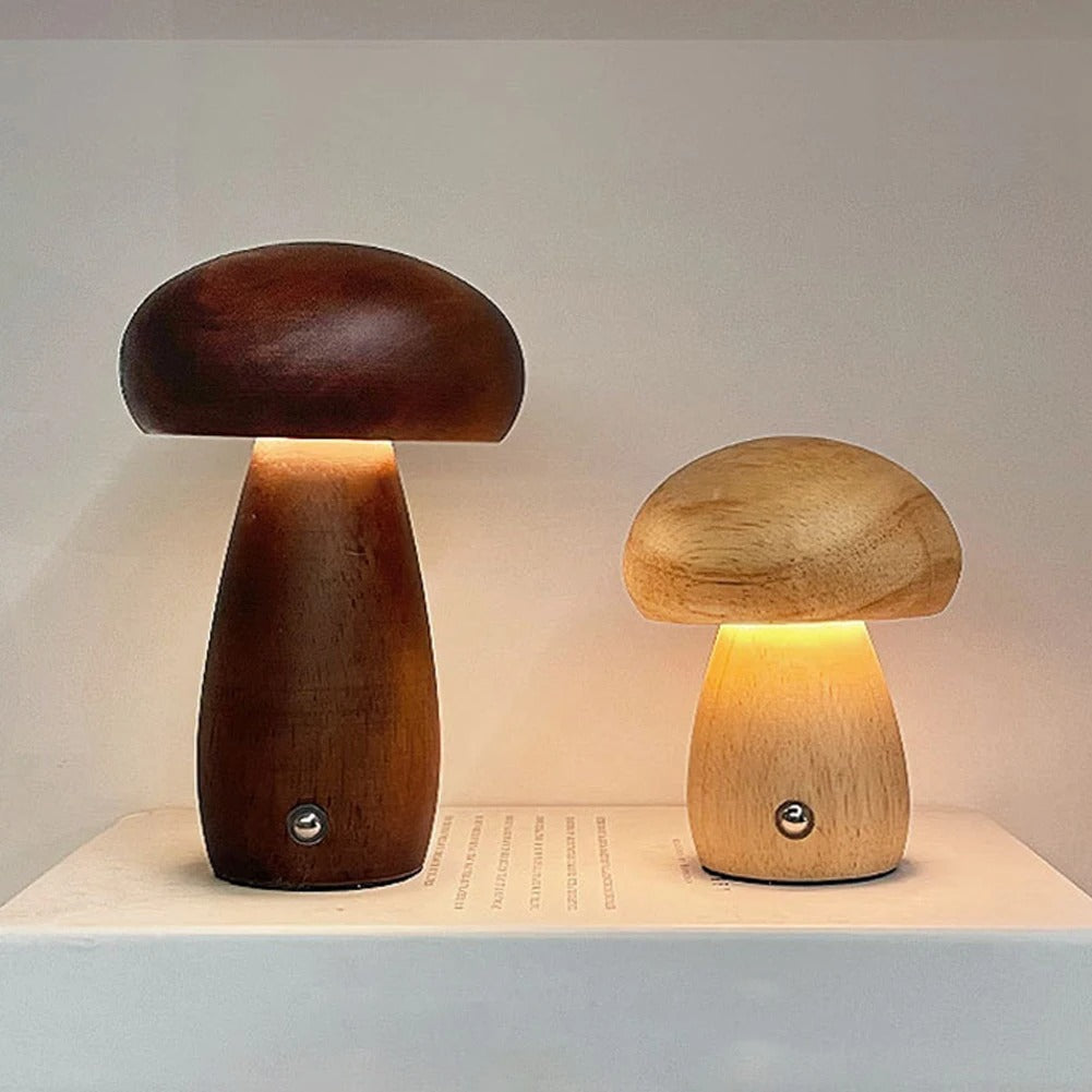 Table Lamp Wood 7.9 in USB Rechargeable Bedroom Desk Night Light Dimmable Ambient Lighting | Thomler
