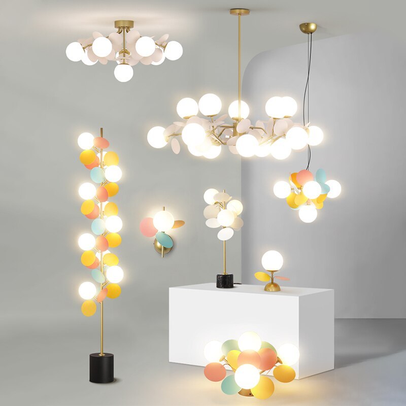 Modern Glass Acrylic Flower Branch LED Chandelier with Color Changing Light for Dining Room & Living Space | Thomler