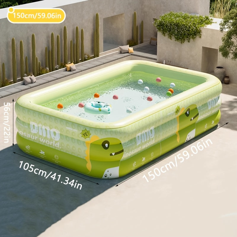 Inflatable Dinosaur Kiddie Pool for Backyard Summer Fun – Durable PVC Wading Pool for Toddlers Kids & Family – Easy Setup Portable Water | Thomler