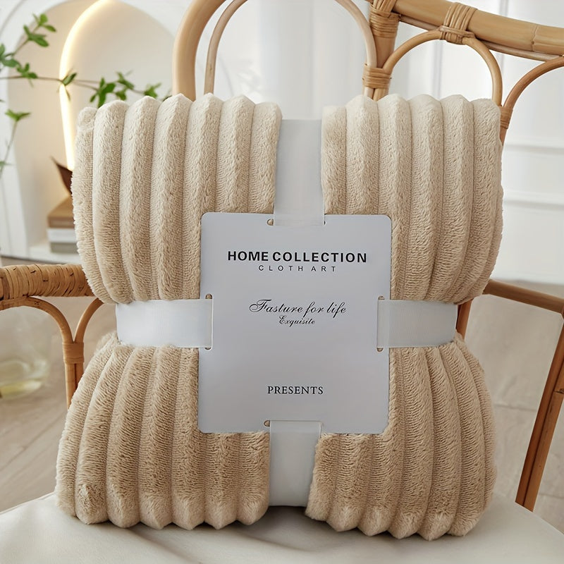 Fleece Blanket Polyester Flannel Lightweight Sofa Bed Throw Modern Solid Colour Warm Winter Living Room Bedding | Thomler