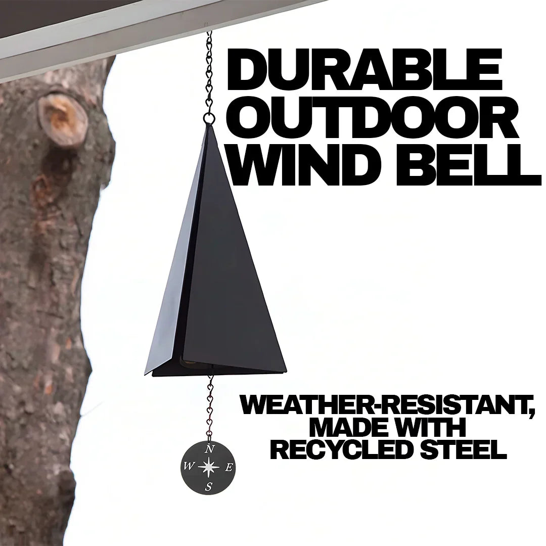 Triangular Steel Garden Bell with Compass Wind Catcher 20-Inch Hanging Chime for Patio Porch Deck Yard Outdoor Décor | Thomler