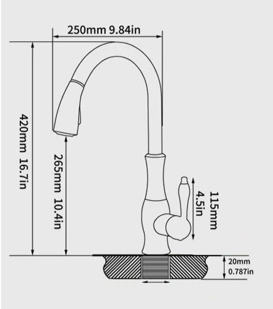 Stainless Steel Kitchen Faucet with Pull-Down Sprayer & Full-Rotation Spout for Sink – Single Hole Installation | Thomler