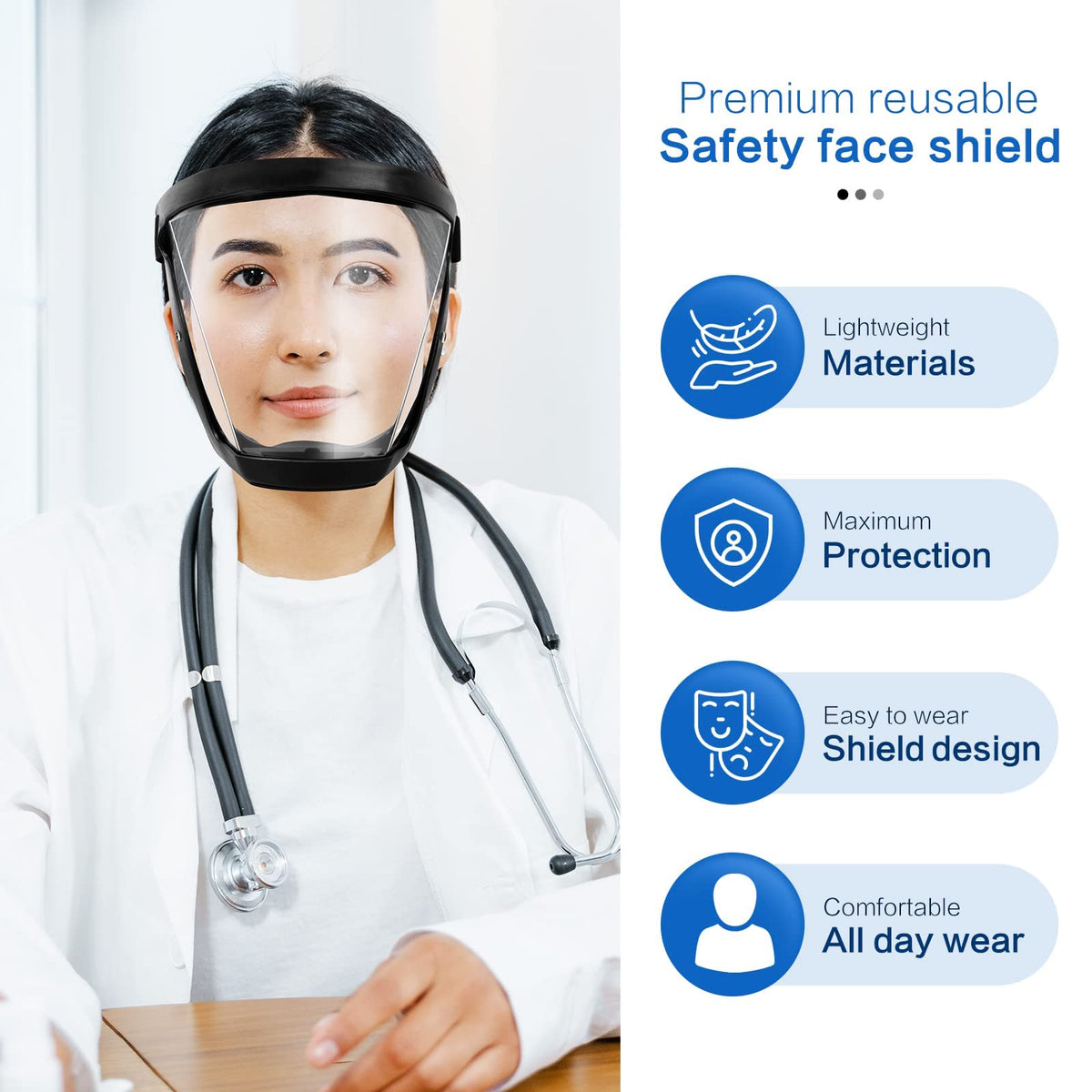 Clear Vision Safety Face Shield Anti-Fog Full Face Protection Visor for Woodworking DIY Construction Workshop Tasks Reusable Guard | Thomler