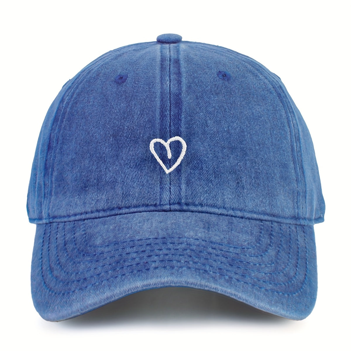 Embroidered Heart Baseball Cap for Women Adjustable Vintage Washed Cotton Dad Hat Summer | Thomler
