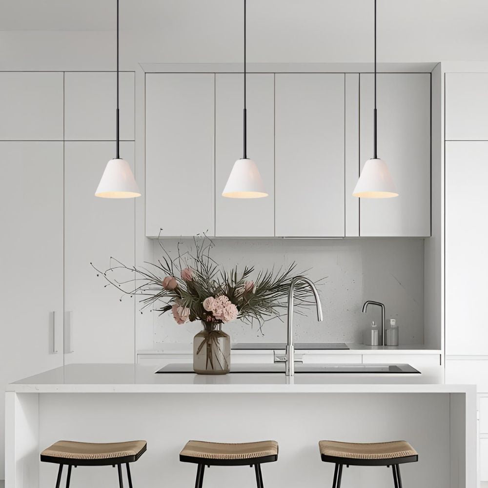 Tapered Glass Hanging Fixture with Metal Hardware for Island Dining Bar Overhead Lighting Home Kitchen | Thomler