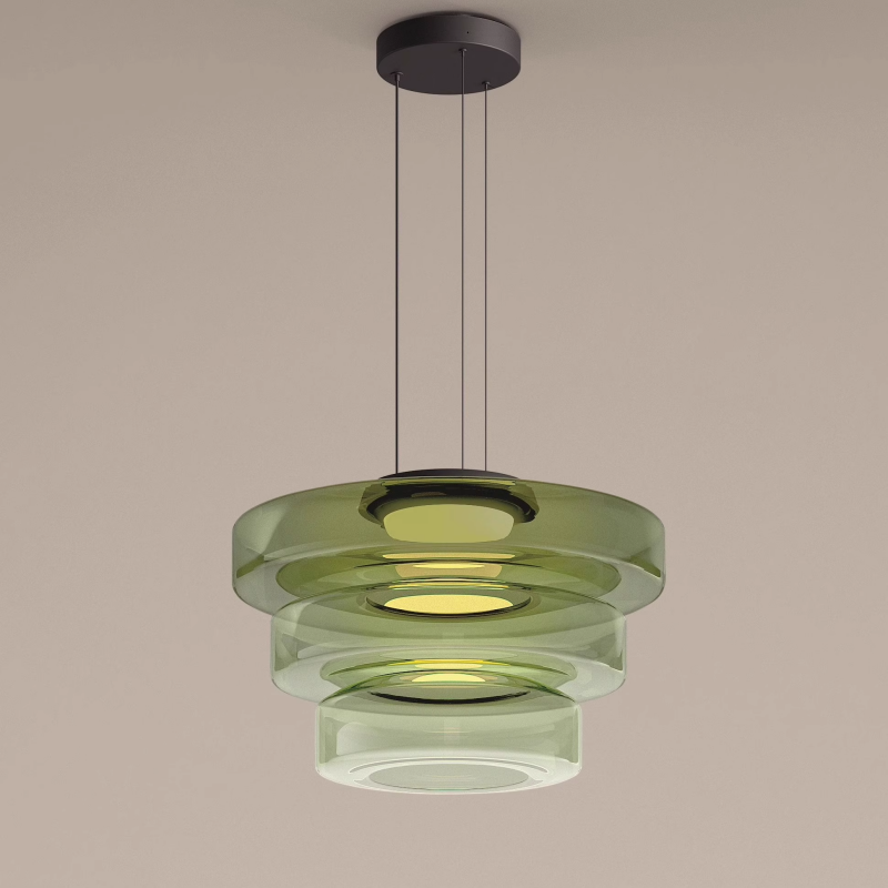 Multi-Tier Glass Pendant Light with Adjustable Cable for Kitchen & Dining Room | Modern LED Ceiling Fixture | Thomler