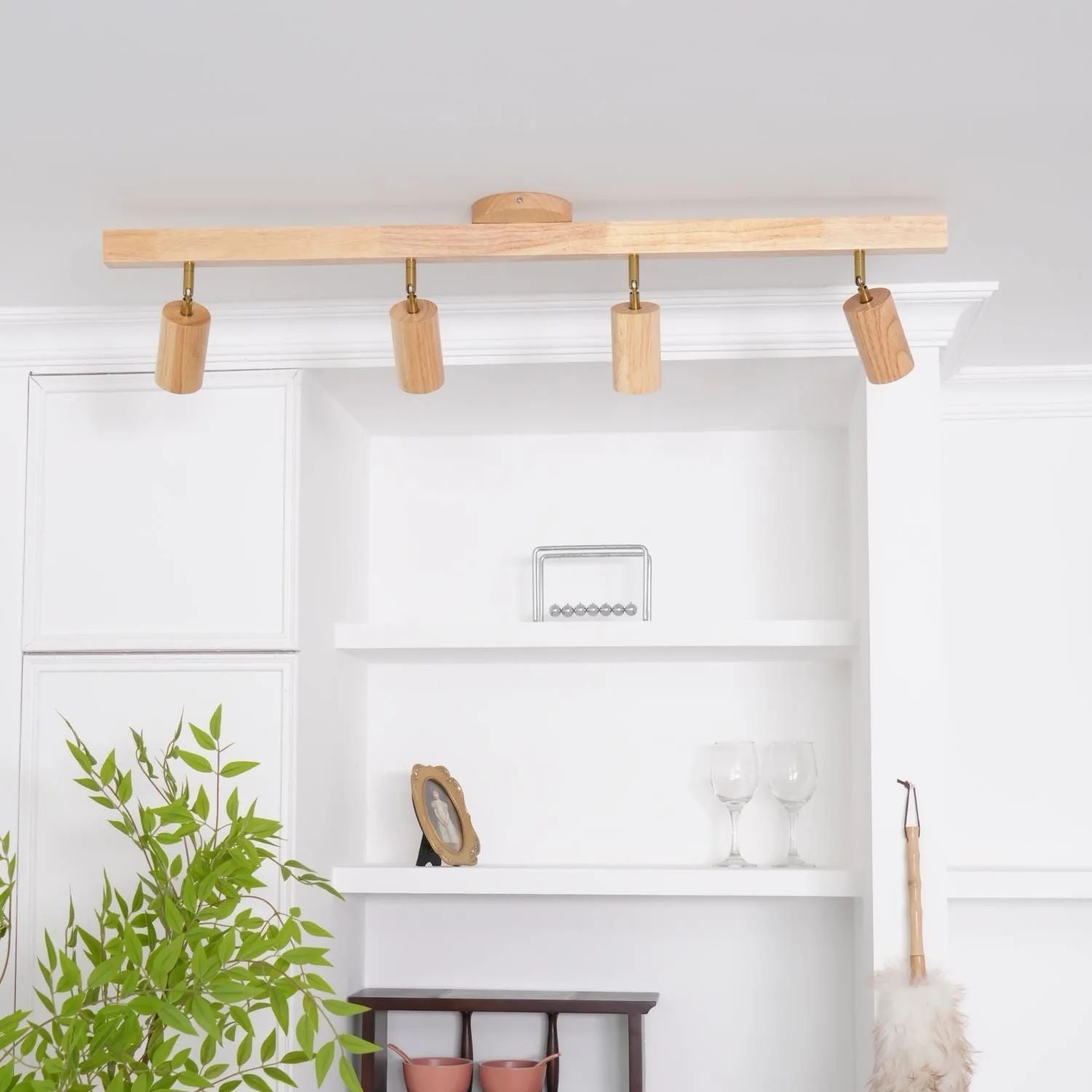 Ceiling Track Light Wood 60.0 cm Adjustable LED Spotlights Living Room Kitchen Hallway Modern Lighting | Thomler