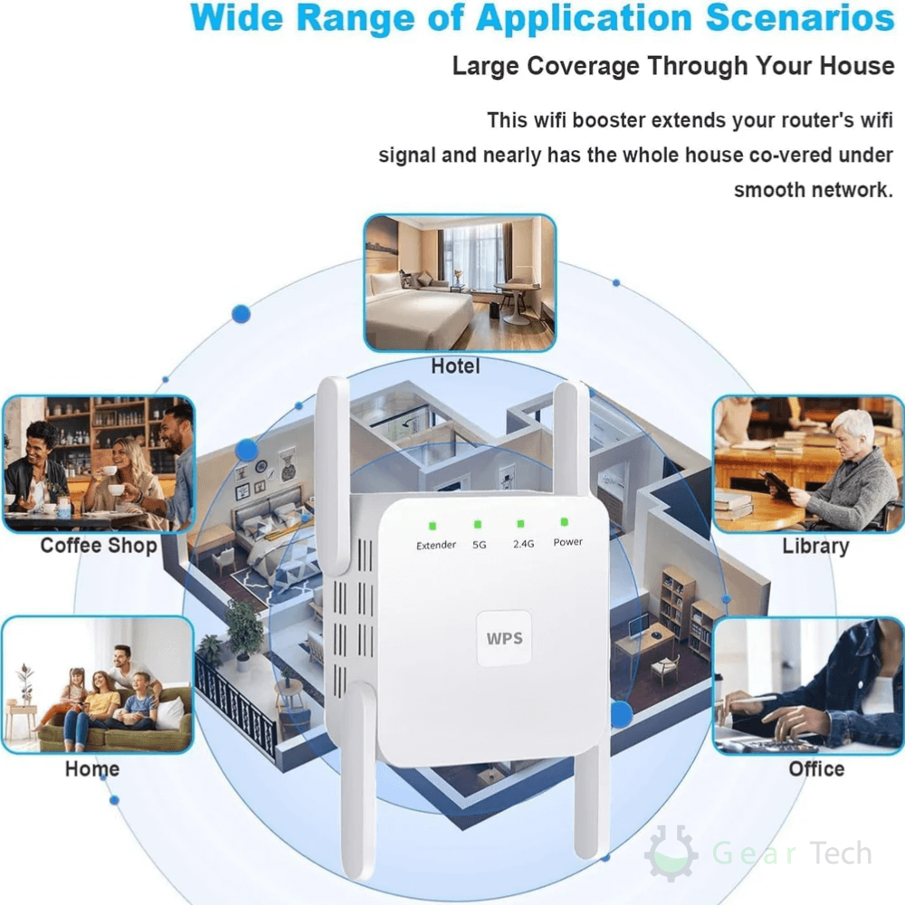 Dual-Band WiFi Signal Booster for Whole-Home Coverage – Extends Internet Range to Every Room & Yard | Thomler