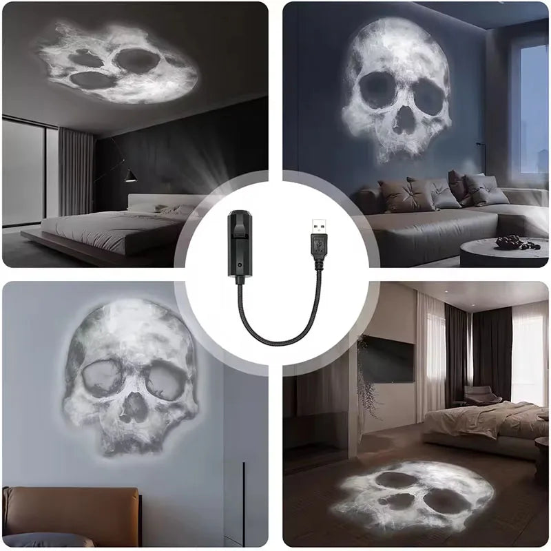 Spooky Skull LED Night Light – Motion-Pattern Projector for Haunted Atmosphere & Seasonal Vibes | Thomler
