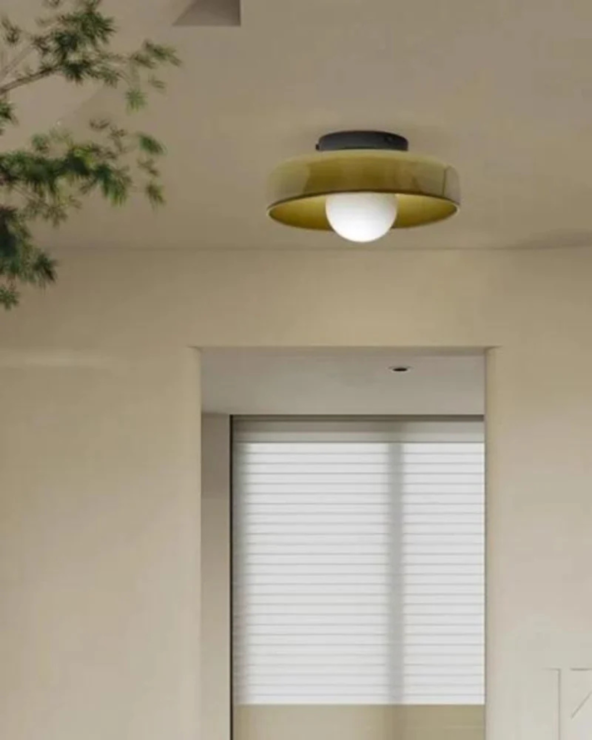 Moderne ronde plafondlamp van glas en ijzer – minimalistische designlamp voor woonkamer en slaapkamer met warme lichtkleur | Sansoti
