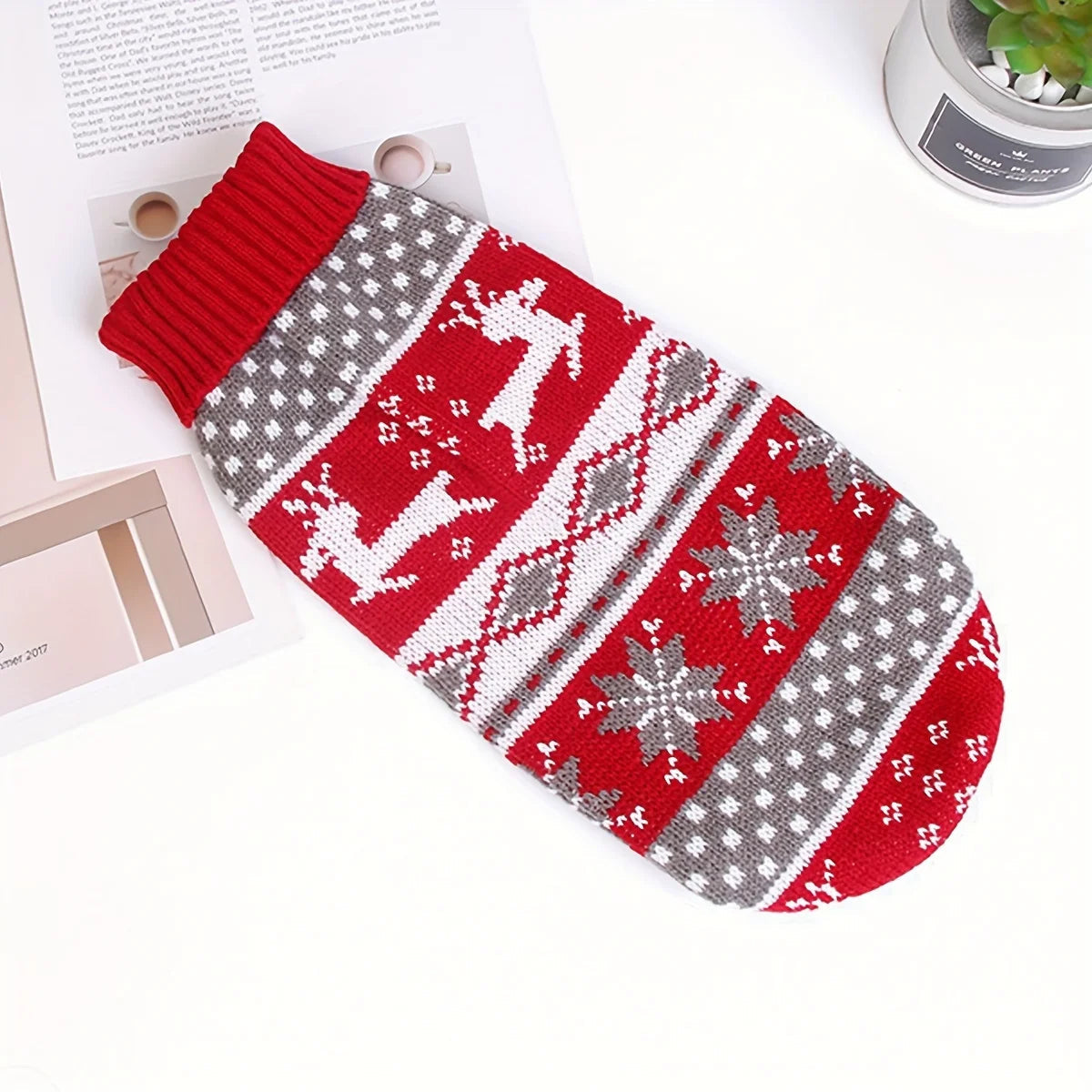 Holiday Pet Pullover — Festive Acrylic Knit for Dogs & Cats | Cozy Fit for Small & Medium Animals | Soft Breathable Design | Indoor | Thomler