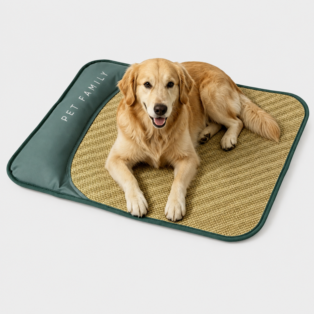 Breathable Cooling Pet Mat with Bolster Pillow for Dogs & Cats – Summer Comfort Bed | Thomler