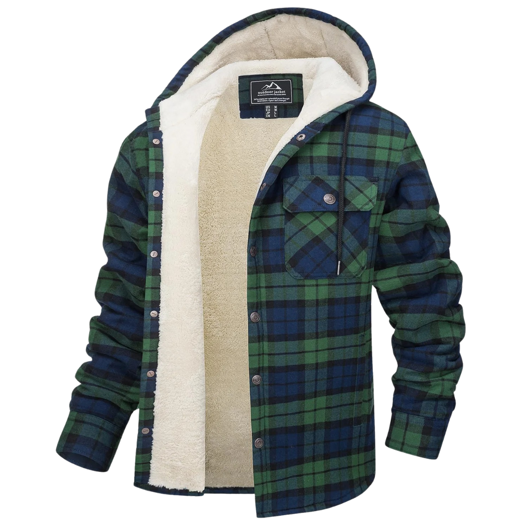 Hooded Flannel Shirt Jacket with Quilted Lining for Men – Thermal Button-Up Shacket for Fall & Winter | Thomler