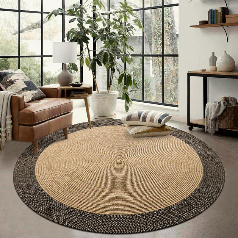 Woven Circular Jute Floor Mat – Natural Fiber Area Rug for Living Room & Bedroom | Thomler