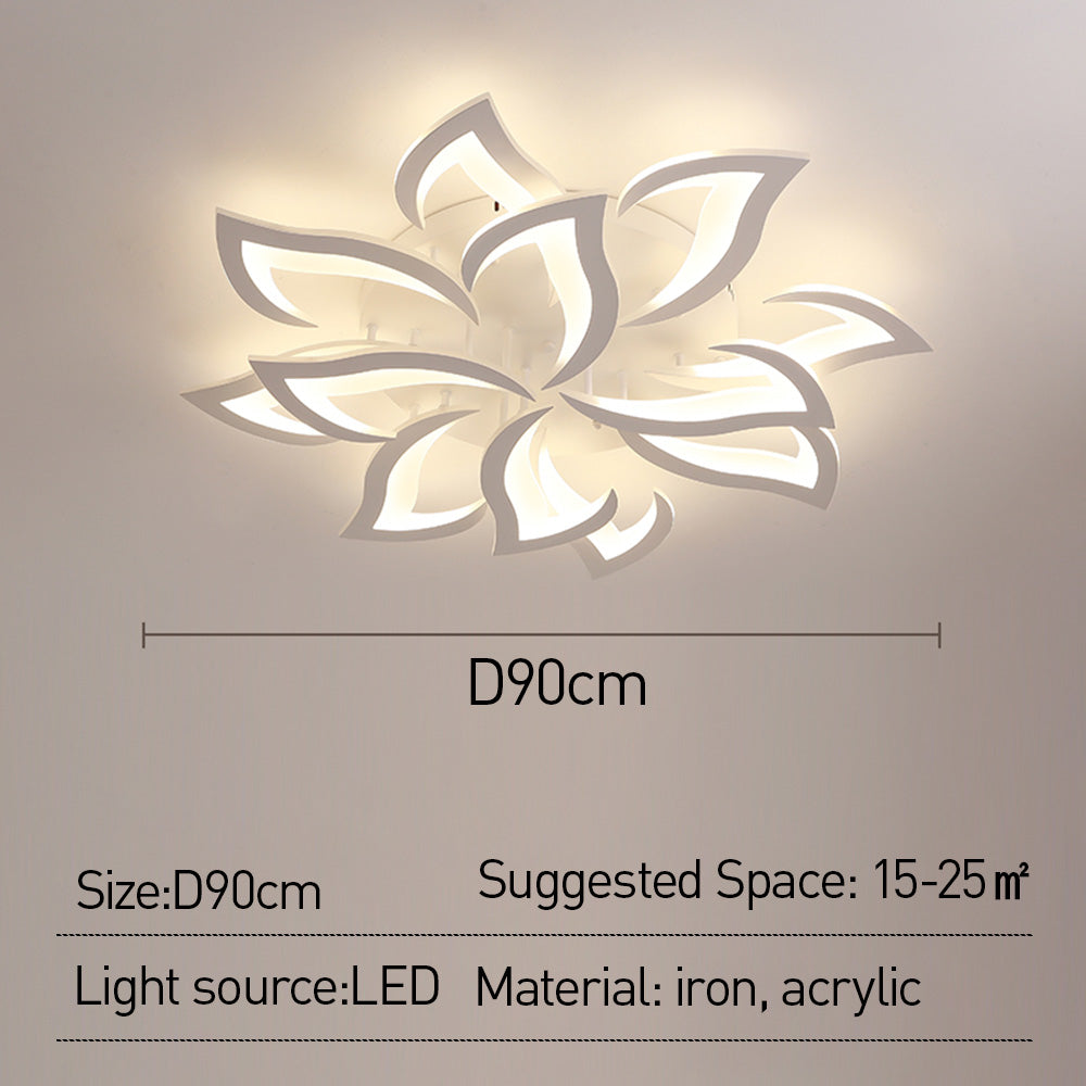Ceiling Lamp Metal Acrylic 55.0 cm Black LED Living Room Bedroom Flower Design Flush Mount Lighting | Thomler