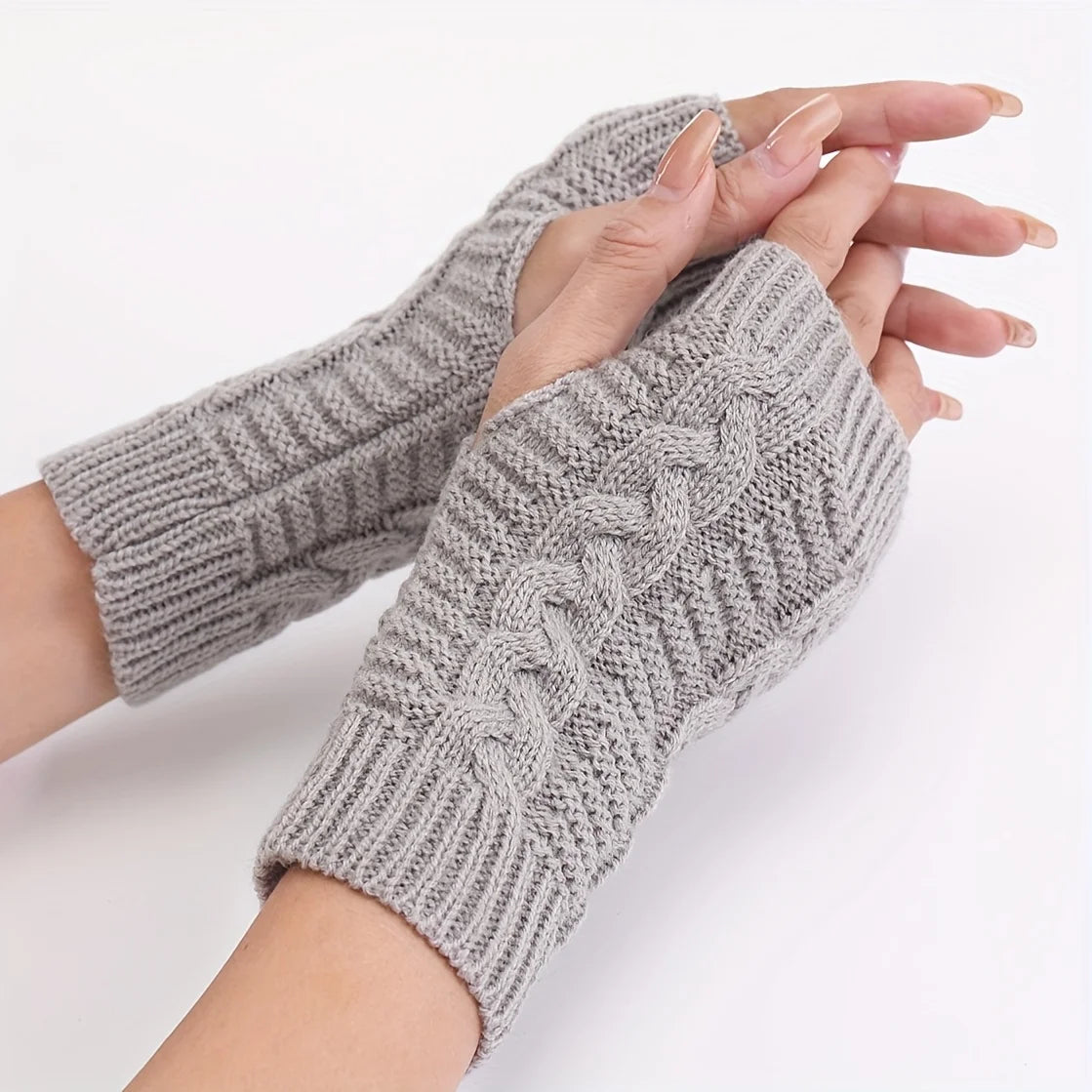 Fleece-Lined Half-Finger Mittens for Women – Thermal Knit Hand Warmers with Extended Cuff for Texting & Outdoor Activities | Thomler