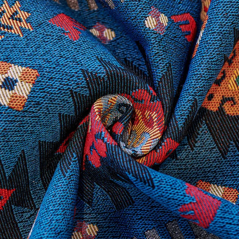 Geometric Throw Blanket for Sofa – Woven Cotton Chenille Couch Cover with Bohemian Pattern for Living Room Furniture | Thomler