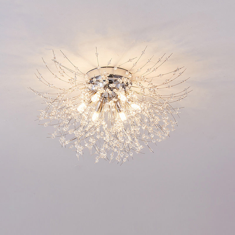 Ceiling Light Metal Crystal 15.7 in Flush Mount Bedroom Hallway Dandelion Design Decorative Lighting | Thomler