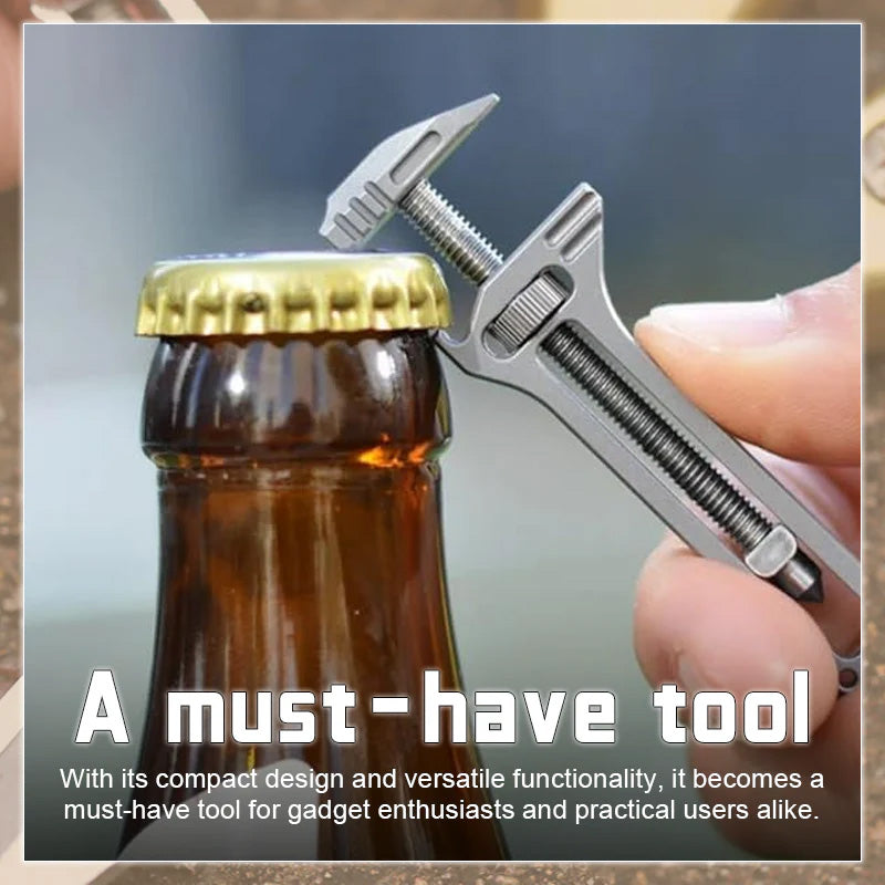Compact Adjustable Wrench with Bottle Opener & Measurement Tool for Everyday Repairs, Home DIY, Camping & Outdoor Use – Zinc Aluminum | Thomler